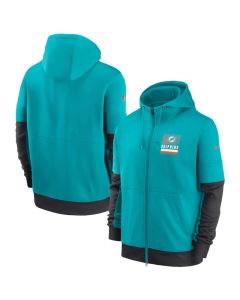 Men's Miami Dolphine Aqua Sideline Impact Lockup Performance Full-Zip Hoodie