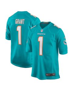 Men's Miami Dolphins #1 Kenneth Grant Aqua 2025 NFL Draft First Round Pick Game Jersey