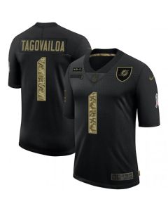 Men's Miami Dolphins #1 Tua Tagovailoa 2020 Black Camo Salute To Service Limited Stitched Jersey