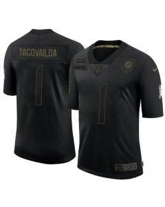 Men's Miami Dolphins #1 Tua Tagovailoa 2020 Black Salute To Service Limited Stitched Jersey