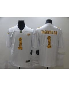 Men's Miami Dolphins #1 Tua Tagovailoa 2020 White Leopard Print Fashion Limited Stitched Jersey