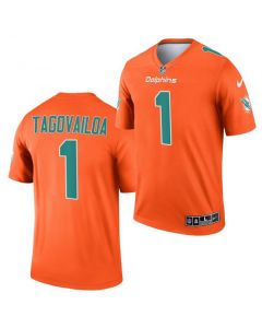 Men's Miami Dolphins #1 Tua Tagovailoa 2021 Orange Inverted Legend Stitched Football Jersey