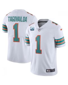 Men's Miami Dolphins #1 Tua Tagovailoa 2022 White With 1-star C Patch Color Rush Limited Stitched Jersey