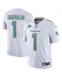 Men's Miami Dolphins #1 Tua Tagovailoa 2022 White With 1-star C Patch Vapor Limited Stitched Jersey