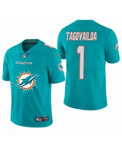 Men's Miami Dolphins #1 Tua Tagovailoa Aqua 2020 Team Big Logo Limited Stitched Jersey