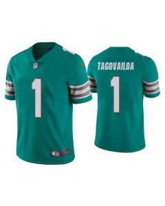 Men's Miami Dolphins #1 Tua Tagovailoa Aqua Vapor Limited Stitched NFL Jersey (Style 2)