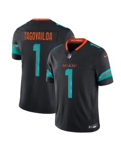 Men's Miami Dolphins #1 Tua Tagovailoa Black Rivalries Collection F.U.S.E. Vapor Limited Stitched Jersey