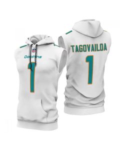 Men's Miami Dolphins #1 Tua Tagovailoa White Limited Edition Sleeveless Hoodie