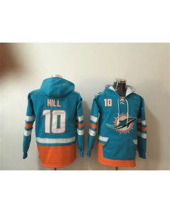 Men's Miami Dolphins #10 Tyreek Hill Aqua Lace-Up Pullover Hoodie