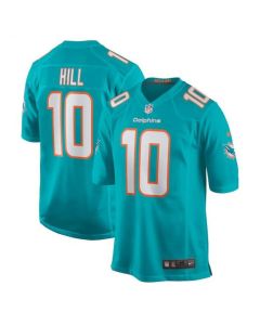 Men's Miami Dolphins #10 Tyreek Hill Aqua Stitched Game Jersey