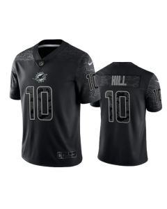Men's Miami Dolphins #10 Tyreek Hill Black Reflective Limited Stitched Football Jersey