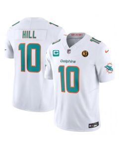 Men's Miami Dolphins #10 Tyreek Hill White 2023 F.U.S.E. With 2-star C Patch And John Madden Patch Vapor Limited Stitched Football Jersey