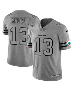 Men's Miami Dolphins #13 Dan Marino 2019 Gray Gridiron Team Logo Limited Stitched NFL Jersey