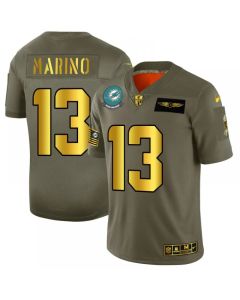 Men's Miami Dolphins #13 Dan Marino 2019 Olive/Gold Salute To Service Limited Stitched NFL Jersey