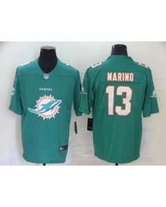 Men's Miami Dolphins #13 Dan Marino Aqua 2020 Team Big Logo Limited Stitched Jersey