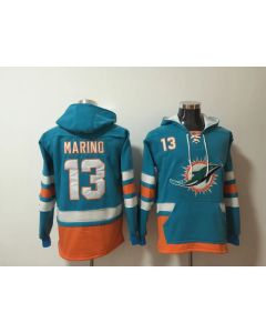 Men's Miami Dolphins #13 Dan Marino Green All Stitched NFL Hoodie Sweatshirt