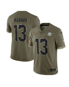 Men's Miami Dolphins #13 Dan Marino Olive 2022 Salute To Service Limited Stitched Jersey