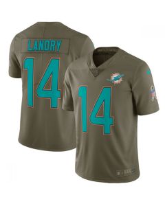 Men's Miami Dolphins #14 Jarvis Landry Olive Salute To Service Limited Stitched NFL Jersey