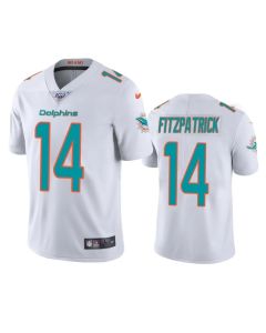 Men's Miami Dolphins #14 Ryan Fitzpatrick 2019 White 100th Season Vapor Untouchable Stitched NFL Jersey