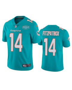 Men's Miami Dolphins #14 Ryan Fitzpatrick Aqua With 347 Shula Patch 2020 Vapor Untouchable Limited Stitched NFL Jersey