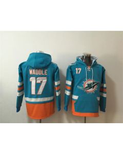 Men's Miami Dolphins #17 Jaylen Waddle Aqua Lace-Up Pullover Hoodie