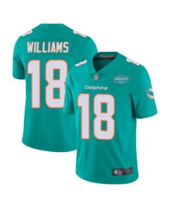 Men's Miami Dolphins #18 Preston Williams Aqua With 347 Shula Patch 2020 Vapor Untouchable Limited Stitched NFL Jersey