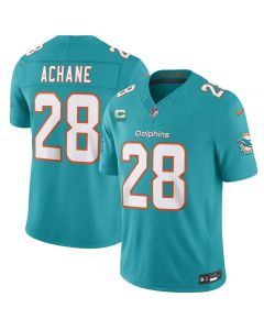 Men's Miami Dolphins #28 De'Von Achane Aqua 2026 1-Star C Patch Vapor F.U.S.E. Limited Jersey