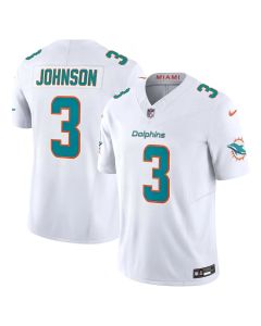 Men's Miami Dolphins #3 Chris Johnson White 2026 NFL Draft Vapor F.U.S.E. Limited Jersey
