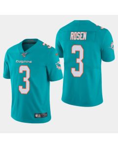 Men's Miami Dolphins #3 Josh Rosen Aqua 2019 100th Season Vapor Untouchable Limited Stitched NFL Jersey