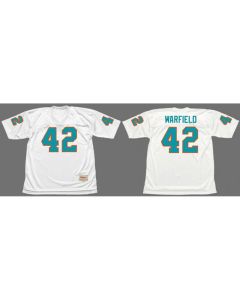 Men's Miami Dolphins #42 Paul Warfield White 1972 Throwback Stitched Football Jersey