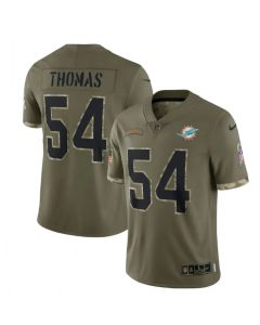 Men's Miami Dolphins #54 Zach Thomas Olive 2022 Salute To Service Limited Stitched Jersey