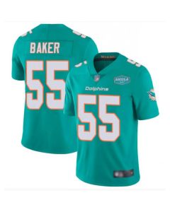 Men's Miami Dolphins #55 Jerome Baker Aqua With 347 Shula Patch 2020 Vapor Untouchable Limited Stitched NFL Jersey