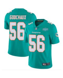 Men's Miami Dolphins #56 Davon Godchaux Aqua With 347 Shula Patch 2020 Vapor Untouchable Limited Stitched NFL Jersey