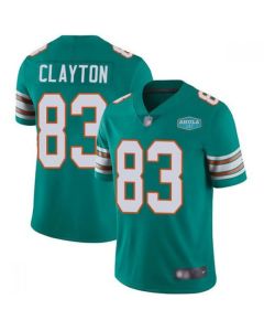 Men's Miami Dolphins #83 Mark Clayton Aqua With 347 Shula Patch 2020 Vapor Untouchable Limited Stitched NFL Jersey