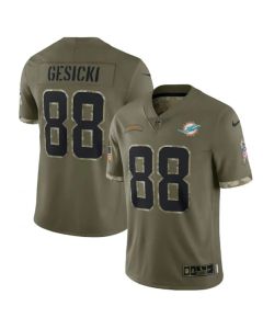 Men's Miami Dolphins #88 Mike Gesicki Olive 2022 Salute To Service Limited Stitched Jersey