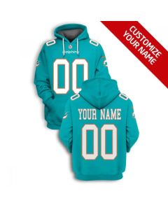 Men's Miami Dolphins Active Player Custom 2021 Aqua Pullover Hoodie (2021)