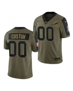 Men's Miami Dolphins ACTIVE PLAYER Custom 2021 Olive Salute To Service Limited Stitched Jersey