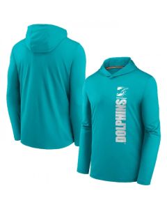 Men's Miami Dolphins Aqua Fan Gear Team Stack Hoodie Performance Long Sleeve T-Shirt