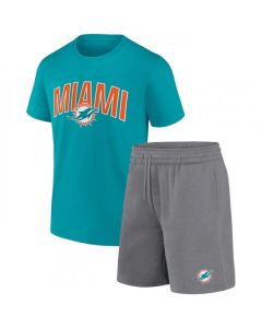 Men's Miami Dolphins Aqua/Heather Gray Arch T-Shirt & Shorts Combo Set