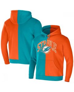 Men's Miami Dolphins Aqua/Orange Split Logo Pullover Hoodie