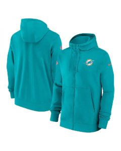 Men's Miami Dolphins Aqua Sideline Club Performance Full-Zip Hoodie