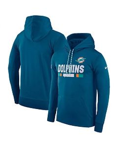 Men's Miami Dolphins Aqua Sideline Team Name Performance Pullover Hoodie