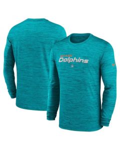 Men's Miami Dolphins Aqua Sideline Team Velocity Performance Long Sleeve T-Shirt