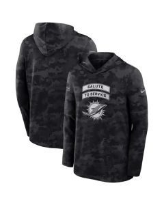 Men's Miami Dolphins Black 2026 Salute to Service Sideline Lightweight Dri-FIT Long Sleeve Top Hoodie