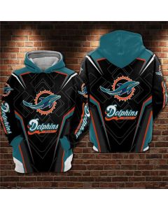 Men's Miami Dolphins Black/Aqua 3D All Over Print Pullover Hoodie