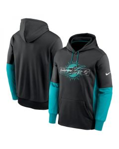Men's Miami Dolphins Black Color Block Fleece Performance Pullover Hoodie