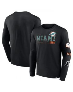 Men's Miami Dolphins Black High Whip Pitcher Long Sleeve T-Shirt