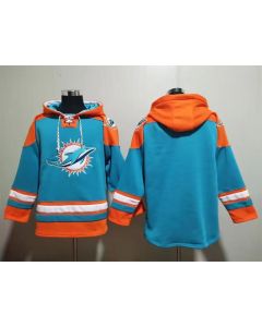 Men's Miami Dolphins Blank Aqua Lace-Up Pullover Hoodie