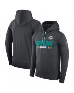 Men's Miami Dolphins Charcoal Sideline Team Name Performance Pullover Hoodie