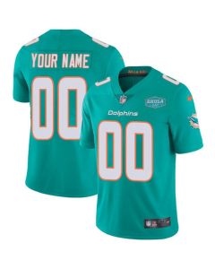 Men's Miami Dolphins Customized Aqua With 347 Shula Patch 2020 Vapor Untouchable NFL Stitched Limited Jersey